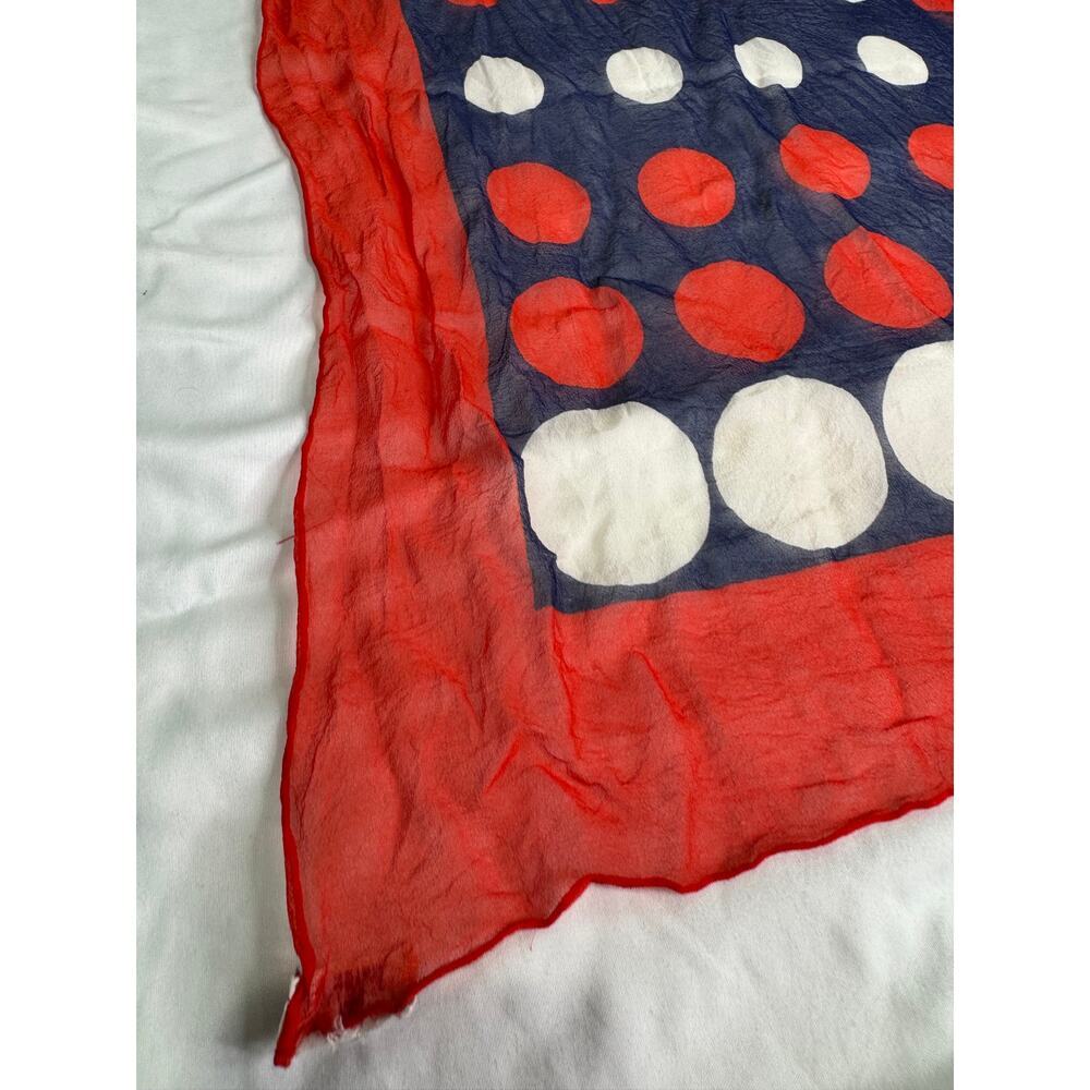 Vintage Echo Navy Blue Square Scarf with Polka Dots - Picture 2 of 12